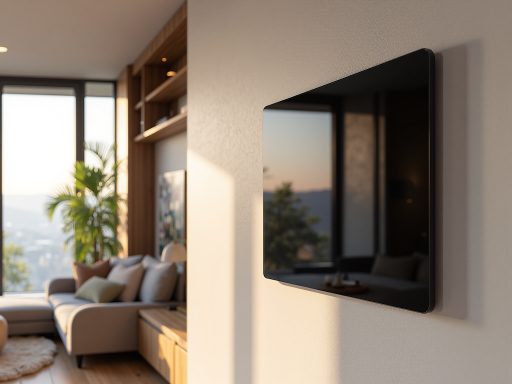 家庭储能系统产品展示，壁挂式储能设备，触摸屏控制面板，现代简约设计，客厅环境